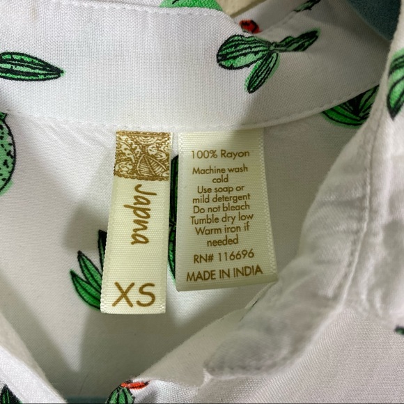 Japna Cactus Button down Collared Top Sleeveless - Picture 5 of 8